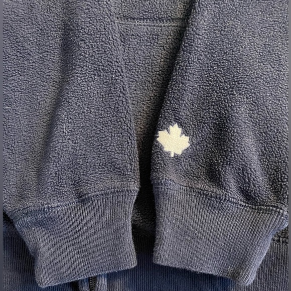 Gap Kids Navy Blue Fleece Zipper Sweatshirt with Hood - Picture 3 of 4